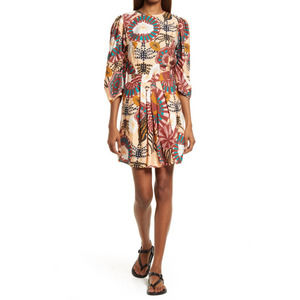 SCOTCH AND SODA ORANGE PRINTED PUFF SLEEVE DRESS